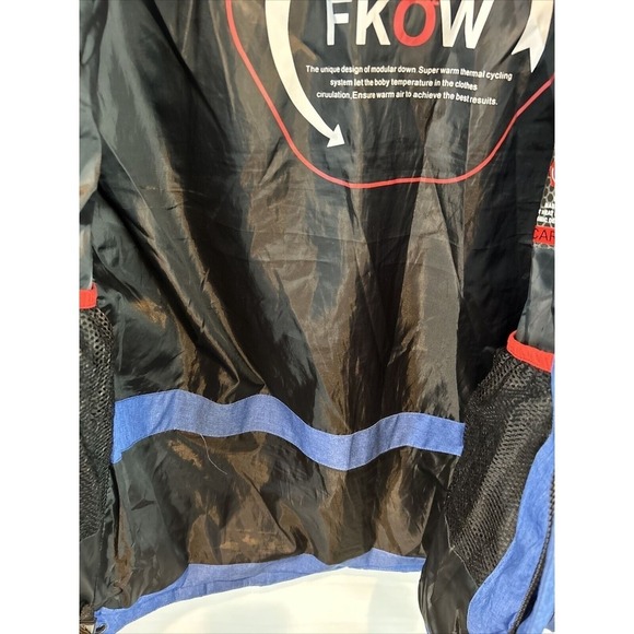 Men's Blue Down Parka Jacket Size M Hooded Insulated Winter Coat Warm Puffer - Picture 16 of 16